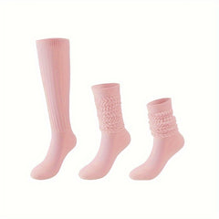Women's Solid Calf Socks Warm & Comfy Knee High Stockings