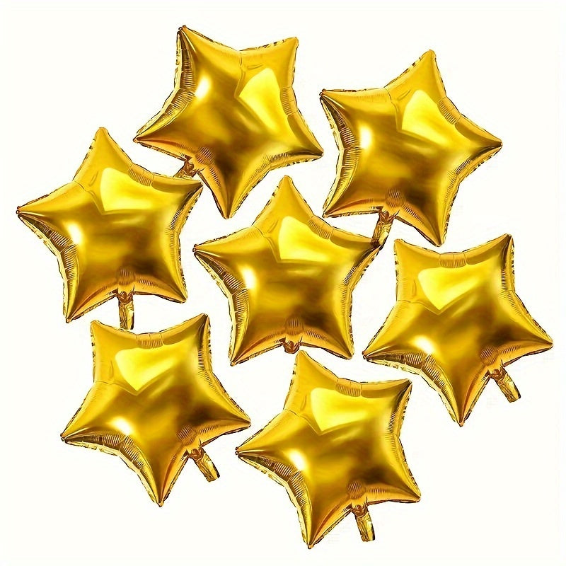 8pcs Golden Star Shaped Balloon & Foil Mylar Balloon Set