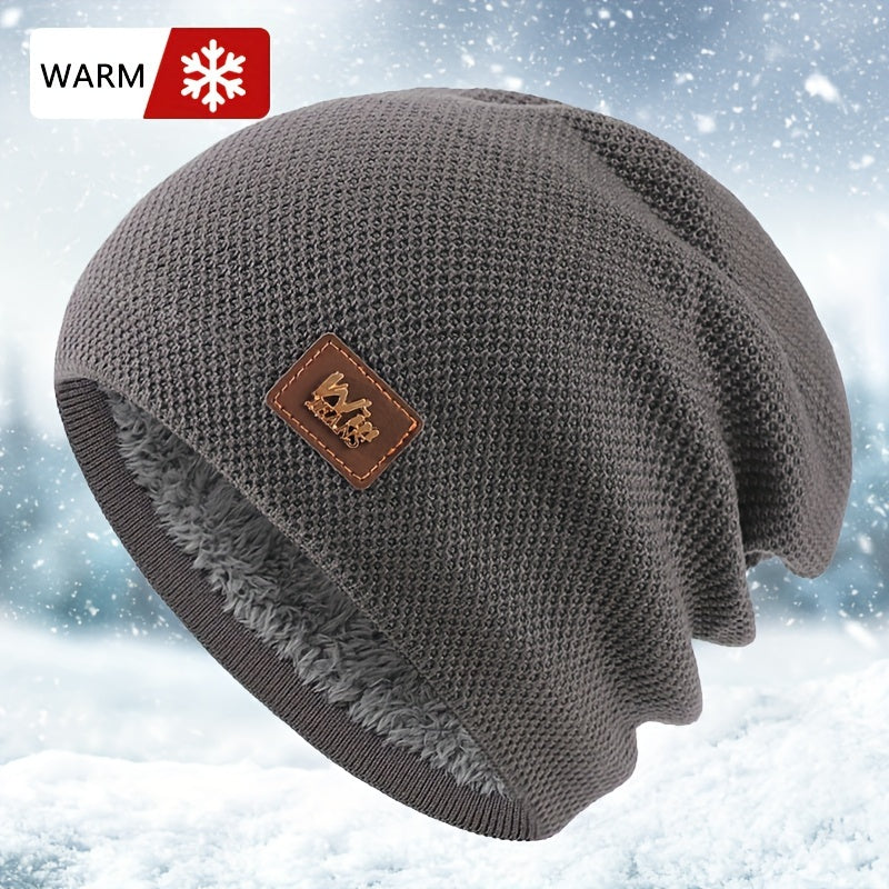 Fleece Knitted Hat Ear Protection Hat for Outdoor Activities
