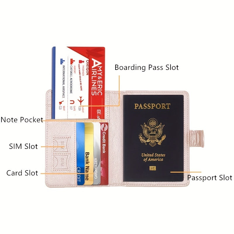 Leather Passport Holder RFID Blocking Travel Wallet