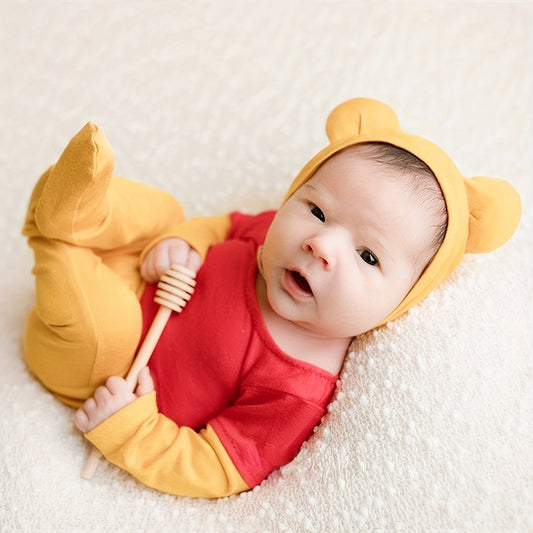 Newborn Bear Photography Clothes Set with Hat for 0-3 Months