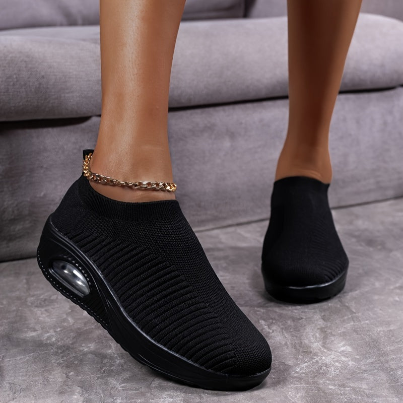 Women's Platform Chunky Sneakers Air Cushion Slip-on Walking Shoes