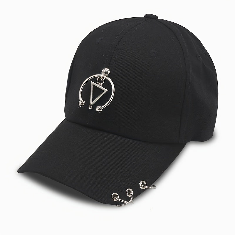 Men's Hip Hop Hat With Three Ring Iron Buckle