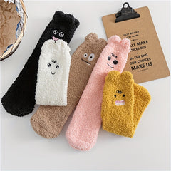5 Pairs Cartoon Expression Print Socks Women's Stockings & Hosiery