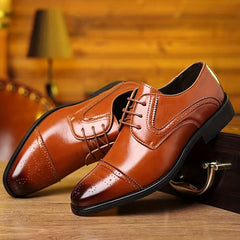 Men Ombre Perforated Lace up Oxford Shoes Non Slip Formal Shoes