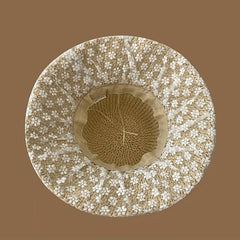 Lace Flower Brim Sun Hat Ribbon Bowknot Straw Hat