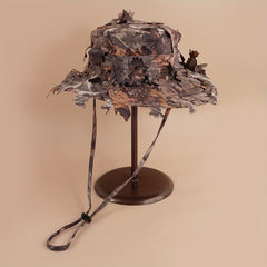 Summer Camouflage Hat Round Edge Tactical Fisherman Hat Leaves Funky Hat
