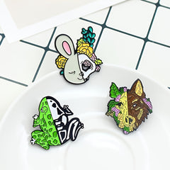 Half Skeleton Animal Brooch Novelty Design