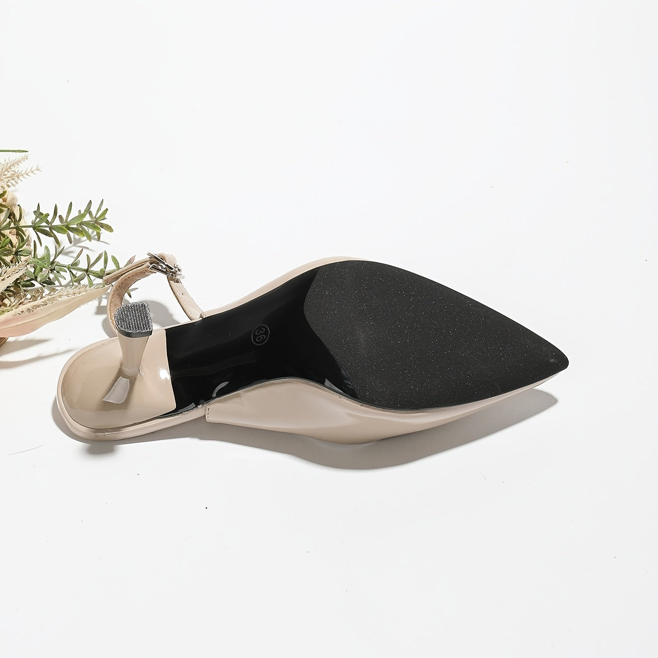 Women's Patent Leather Slingback High Heels Buckle Sandals