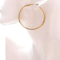 Golden Silvery Hoop Earrings Minimalist Stainless Steel 14K Plated