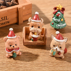 Christmas Resin Family Small Animal Ornaments Creative Home Decoration