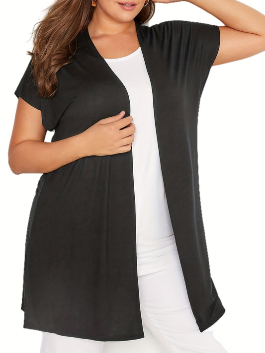  Cap Sleeve Open Front High Stretch Cardigan