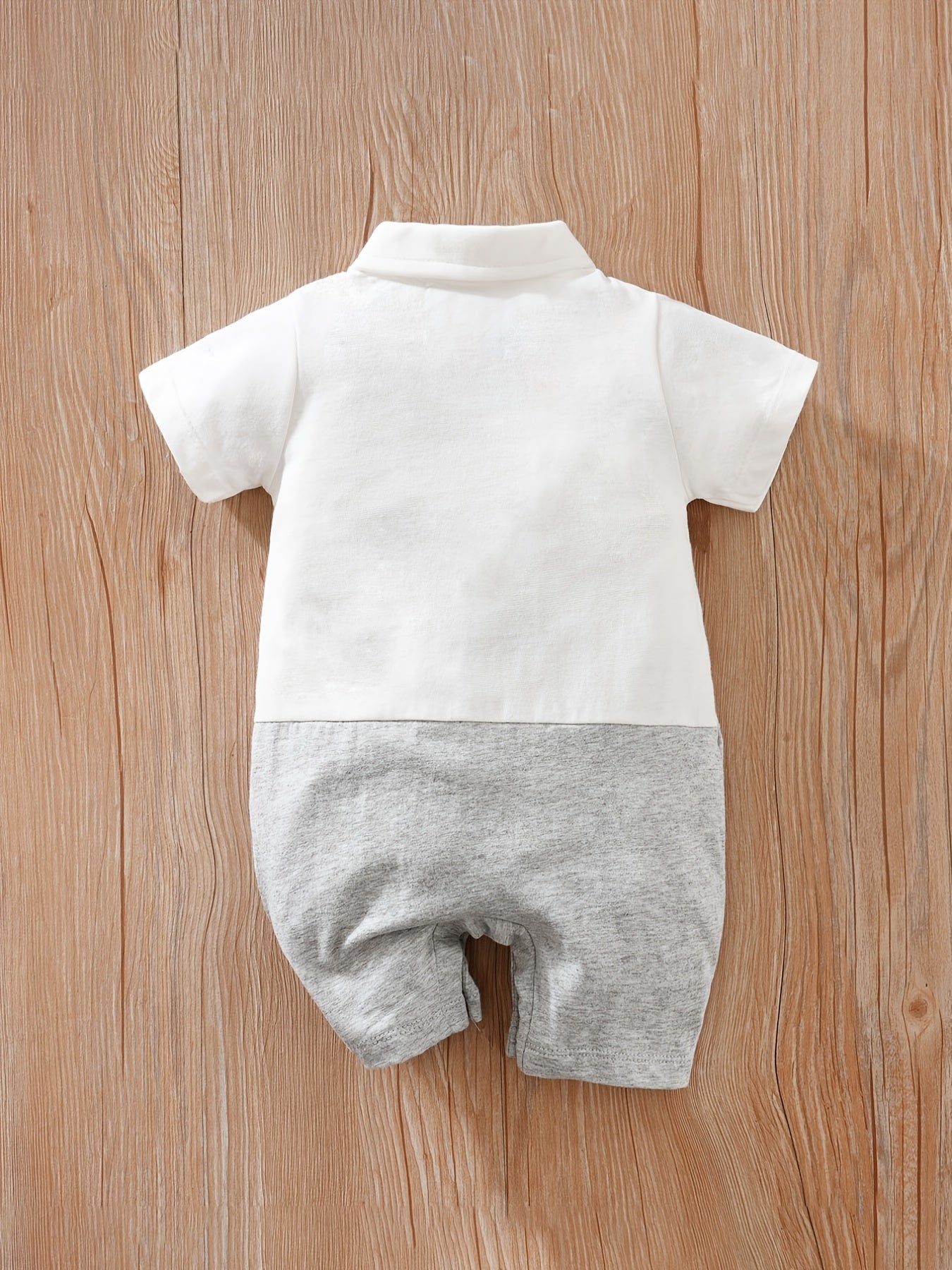Newborn Infant Short Sleeve Gentleman Romper Cotton Button Bowtie Jumpsuits