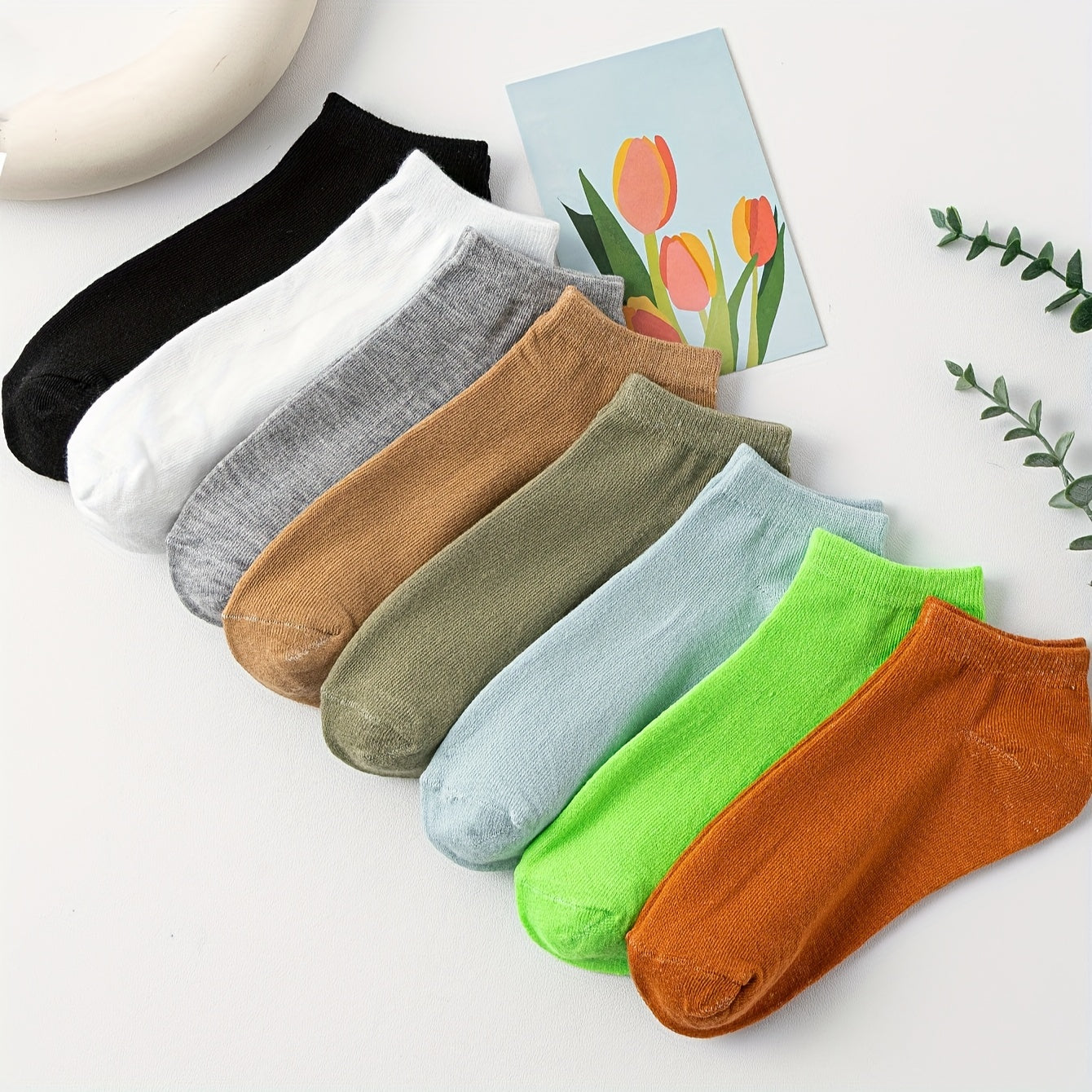 8 Pairs Solid Low Cut Ankle Socks Women's Stockings