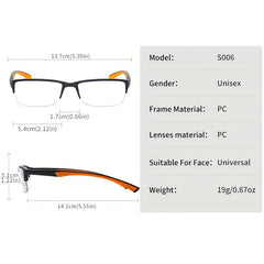 Half Frame Dual Color PC Men's Glasses