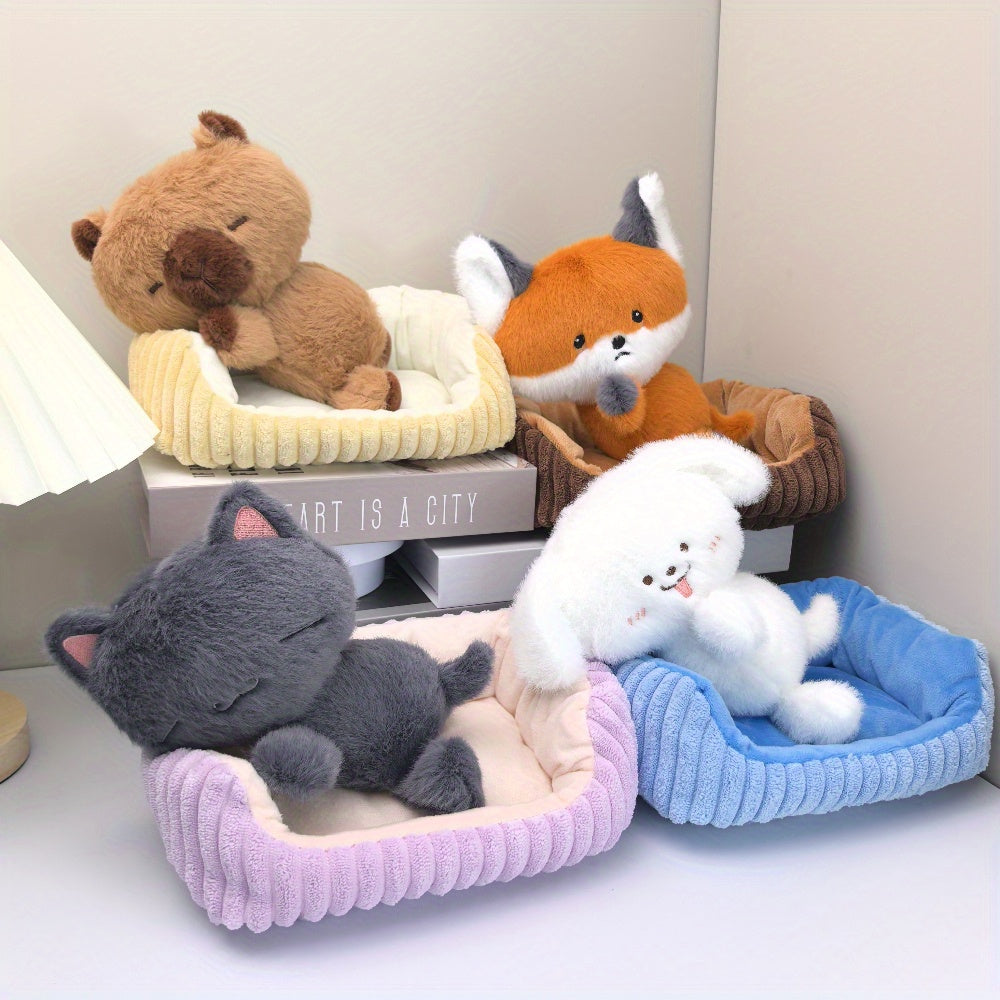 2pcs Capybara Dog Cat And Fox Plush Toys for Girls Birthday