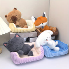 2pcs Capybara Dog Cat And Fox Plush Toys for Girls Birthday