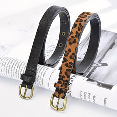 Leopard Print PU Belt Unisex Casual Pin Buckle Belt