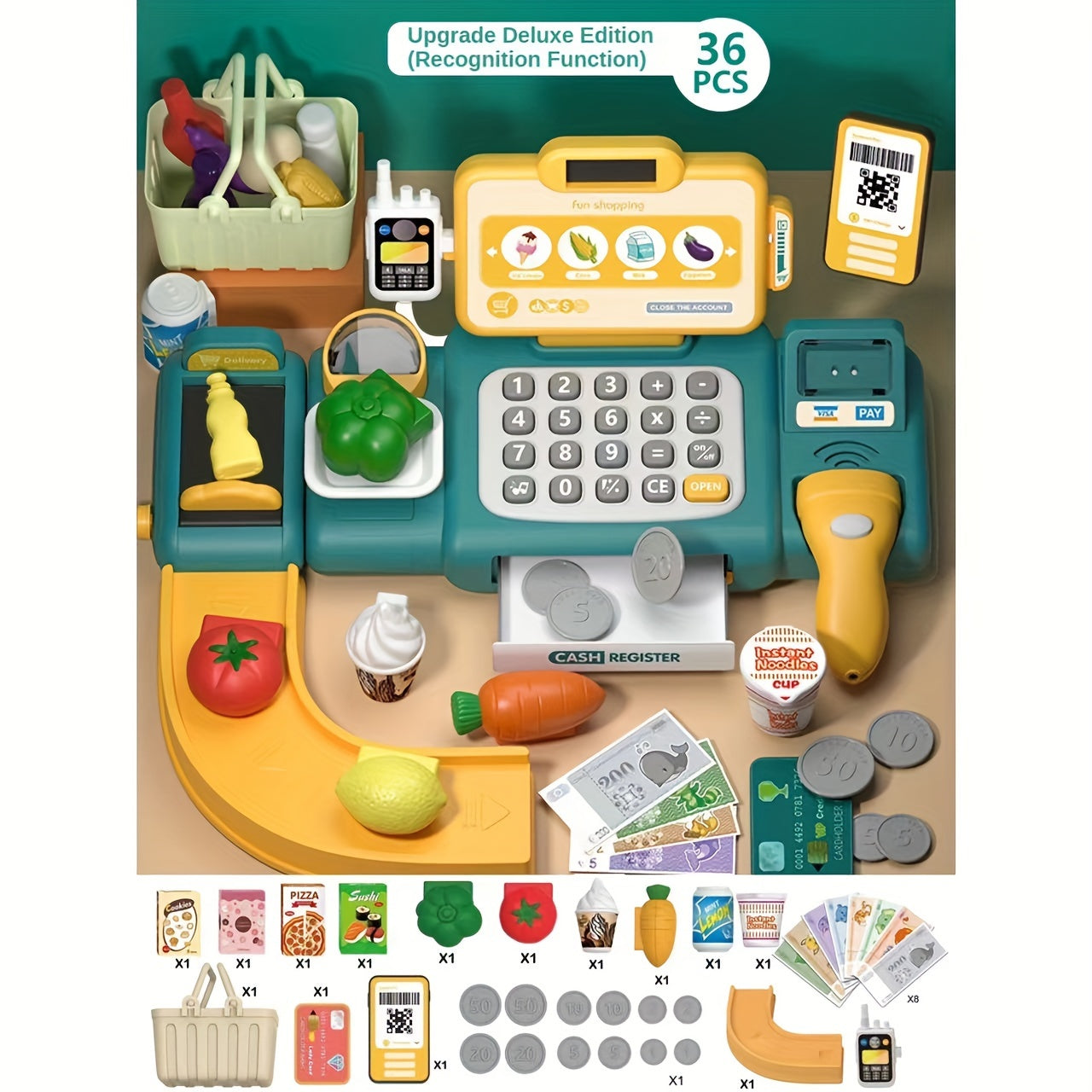 Interactive Youngsters' Play Cash Register, Durable ABS Material