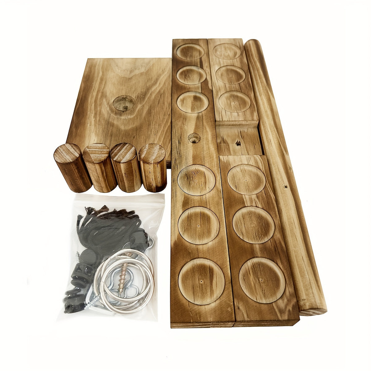 Wooden Ring Toss Game Set with Shot Ladder & Adjustable String