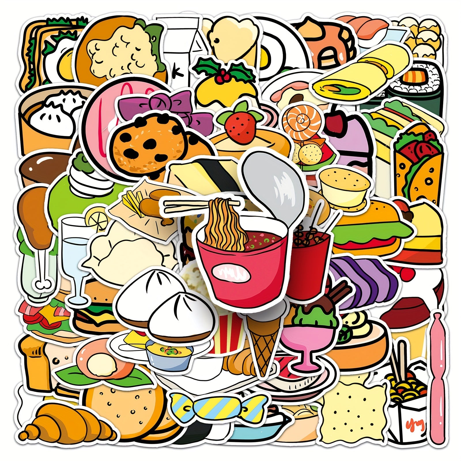 108pcs Food Series Waterproof Vinyl Stickers for Notebooks Laptops Water Bottles