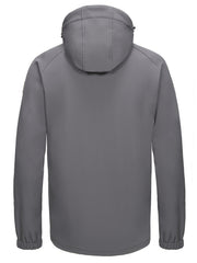 Men's Casual Hooded Softshell Jacket Zipper Pockets Windbreaker
