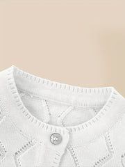 Toddler Baby Knit Cotton Cardigan Button Up Crew Neck Casual Sweater