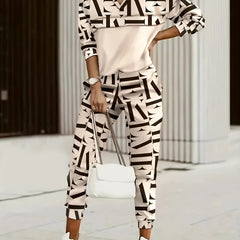 Floral Print Pantsuits 2pc Set V Neck Top & Pocket Pants