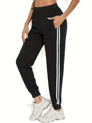  Striped Tie Waist Straight Leg Joggers