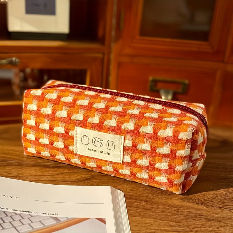 Rainbow Braided Pencil Case Large Capacity Beauty Bag