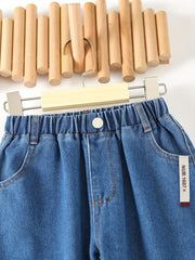 Girls' Wide Leg Denim Pants Casual Elastic Waist Kids Jeans