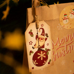 50pcs Vintage Christmas Holiday Blessing Card Santa Snowman Print Gift Tag