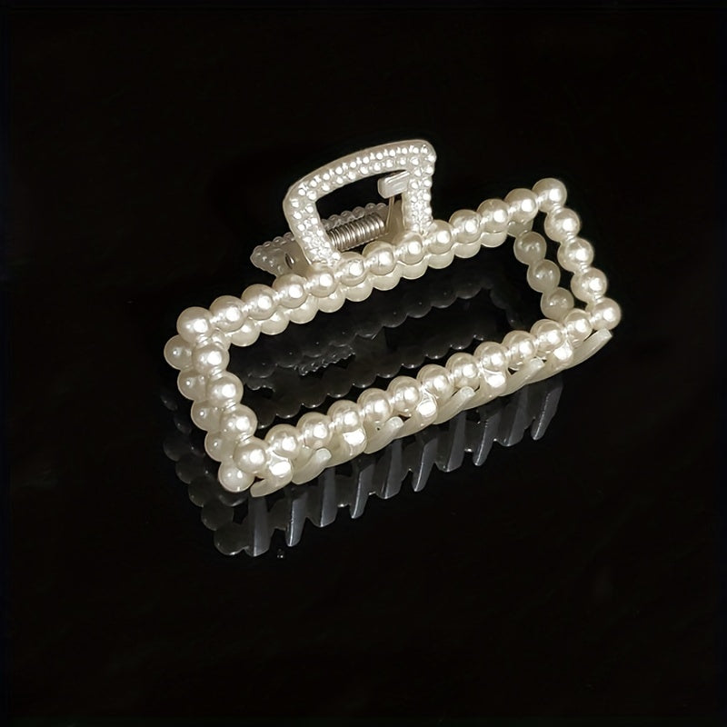2pcs Faux Pearl Hair Claw Clip Nonslip Ponytail Holder Women Girls Hair Clip