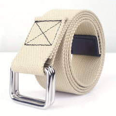 1pc Double Buckle Woven Canvas Belt for Men