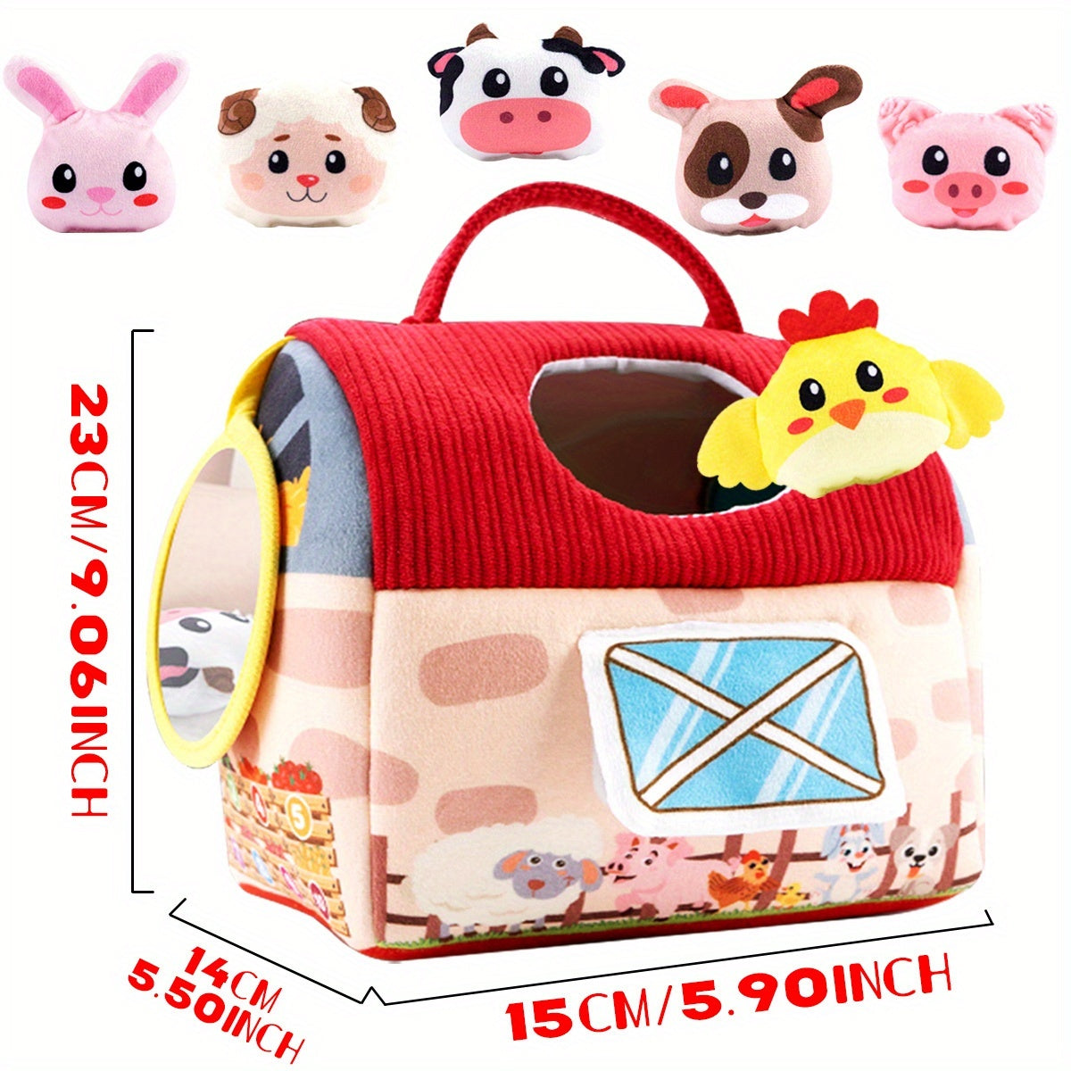Farm Animals Surprise Barn Toy Set for Babies, Sensory Balls, Rattle