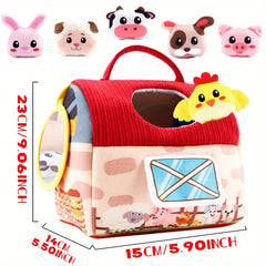 Farm Animals Surprise Barn Toy Set for Babies, Sensory Balls, Rattle