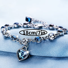 Braided Leaf Charm Crystal Wedding Bracelet for Women