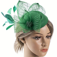 Faux Feather Mesh Veil Head Piece Fascinator for Tea Party Horse Racing