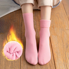 7 Pairs Plush Lined Socks Women's Mid Tube Stockings