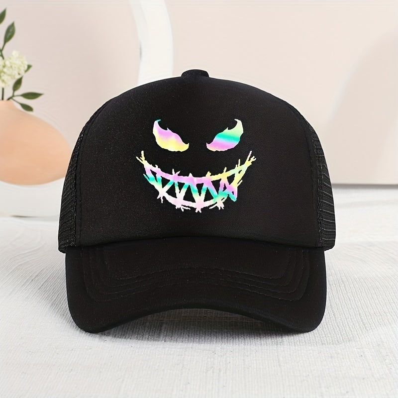Devil Face Stitching Mesh Cap Sun Protection Breathable Cap