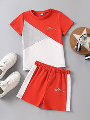 Toddler Boys T-shirt & Shorts Set Crew Neck Short Sleeve Top & Bottoms Kids Summ