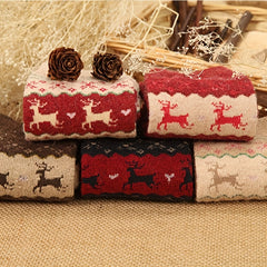 5 Pairs Christmas Elk Print Socks Warm Mid Tube Stockings
