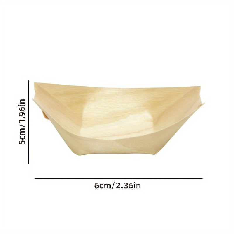 30pcs Disposable Wooden Boat Tray Festive Party Tableware