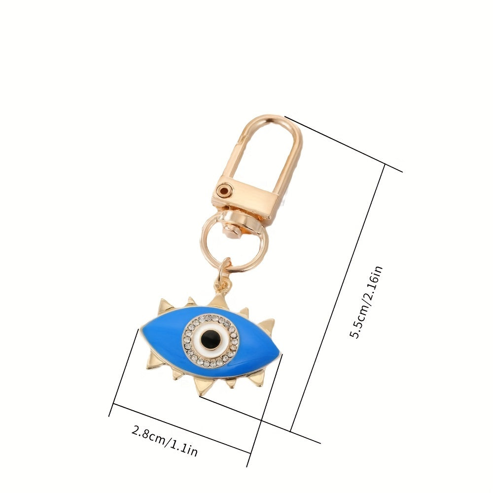 Water Drop Heart Eye Keychain For Couple Rhinestone Metal Eye Bag Car Accessorie