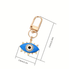 Water Drop Heart Eye Keychain For Couple Rhinestone Metal Eye Bag Car Accessorie