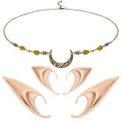 Elf Ears & Moon Head Chain Set for Cosplay Props