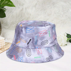 Unisex Tie Dye Alphabet Print Bucket Hat for Sun Protection