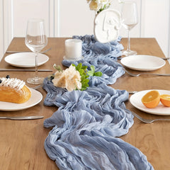 6pcs Cheesecloth Table Runner Boho Style Romantic Rustic Table Runner