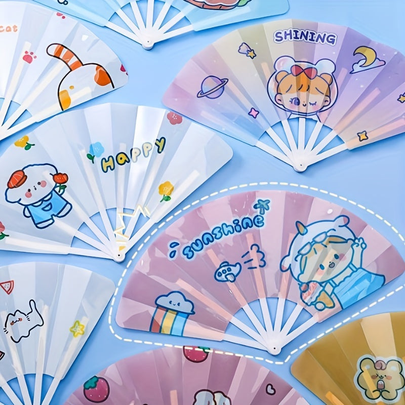 Students Cartoon Folding Fan Bunny Pattern Handheld Small Fan