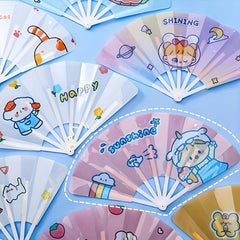Students Cartoon Folding Fan Bunny Pattern Handheld Small Fan